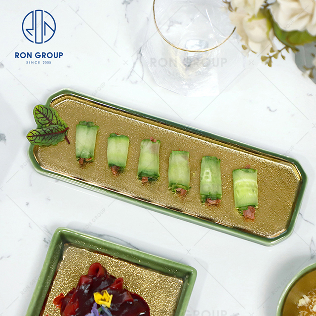 Hot selling high-end quality restaurant hotel wedding banquet beautifully crafted ceramic Long Plate