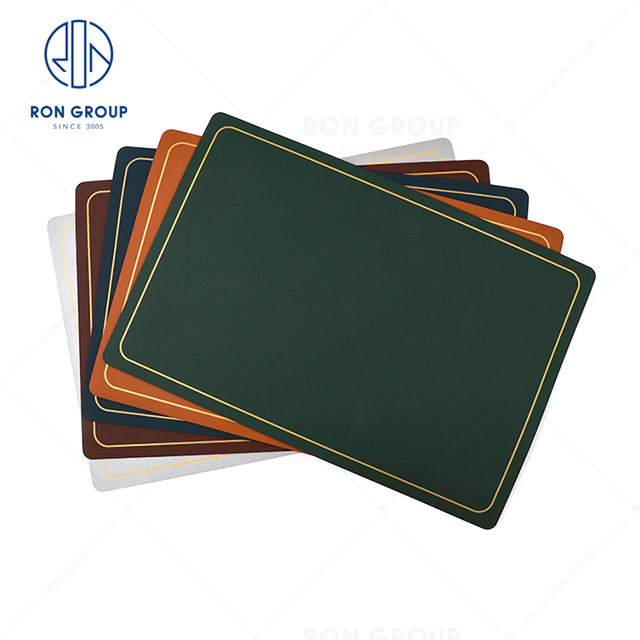 Wholesale good quality restaurant luxury table mat Rectangular placemat with gold edge