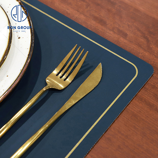 Wholesale good quality restaurant luxury table mat Rectangular placemat with gold edge