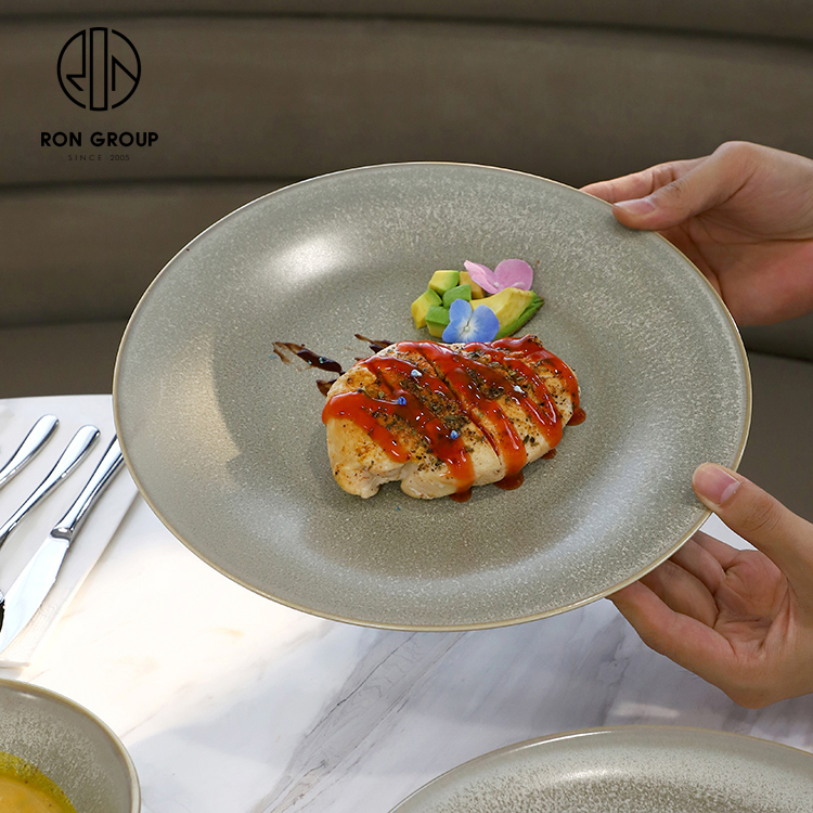 Hot Selling Organic Moss Green Melamine Dinner Plate with Gradient Matte Finish for Casual Dining