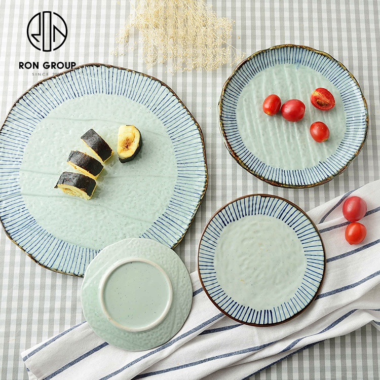 Japanese Style Modern Restaurant Buffet Dinnerware Porcelain Dinner Dessert Food Steak Crockery Round Dinner Ceramic Plate
