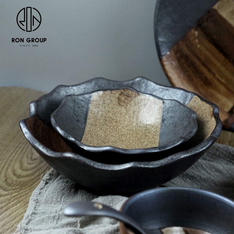 Durable Cheap Price 7.5 Inch Japanese Restaurant Hotel Decorative Kitchenware Dishware Food Ramen Fruit Irregular Ceramic Bowl