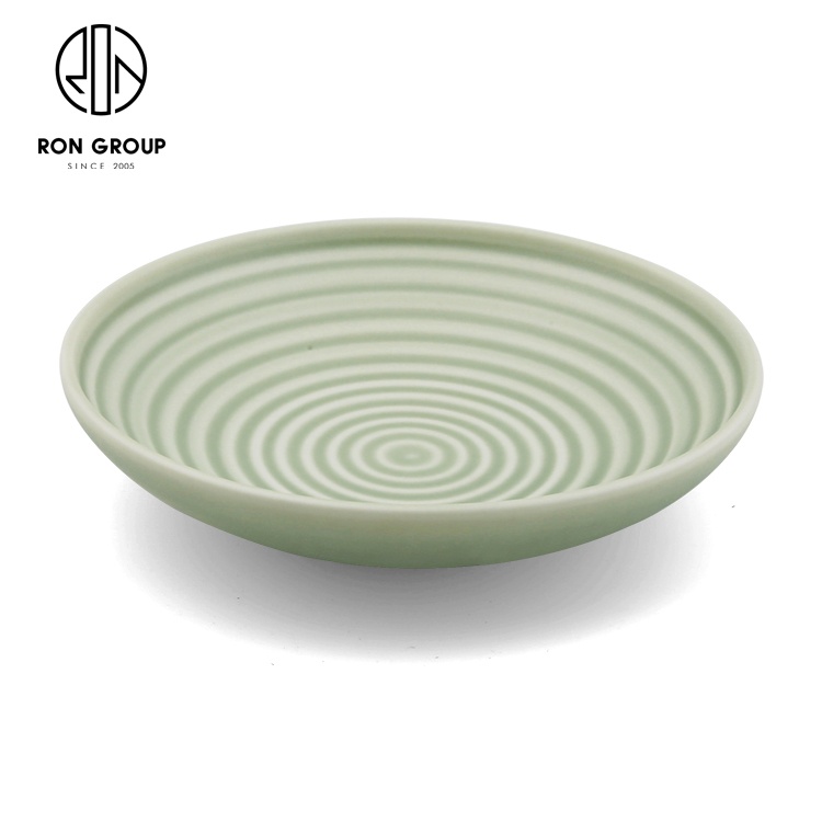 Modern hotel food ramen tableware set Europe custom green restaurant large ceramic serving bowls