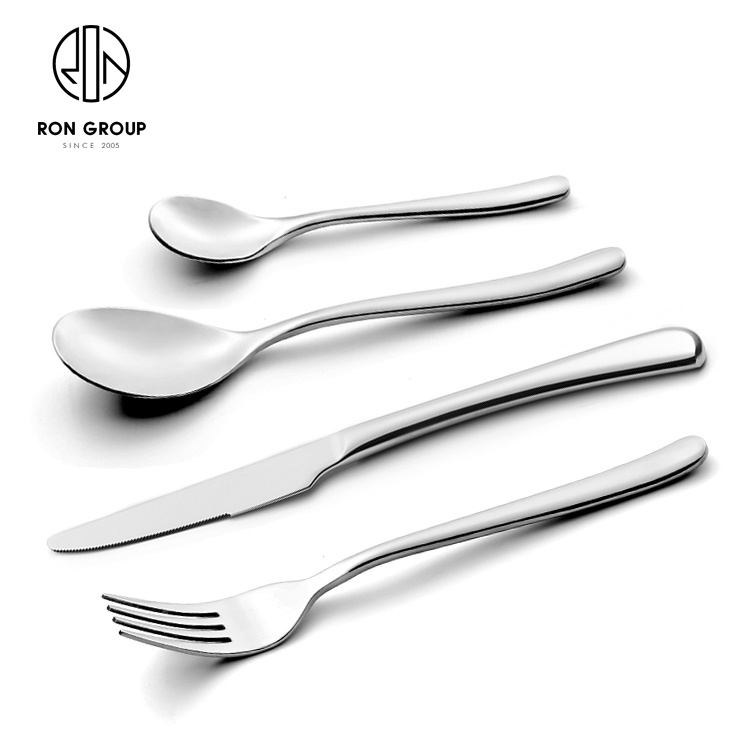 18/10 Stainless Steel Flatware Set — Custom Logo Hotel Buffet Cutlery with Dinner Knife, Fork, and Spoon