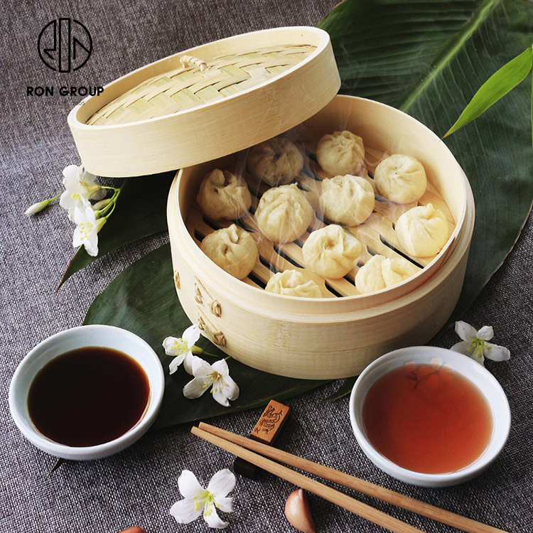 10-Inch Chinese Bamboo Steamer Basket — Portable Natural Wood Food Steamer for Restaurants, Dim Sum, and Sushi Rice