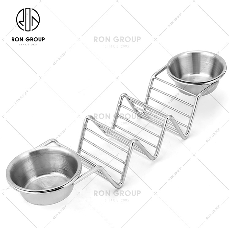 Stainless Steel V-Shape Food Display Rack — Taco, Pancake, and Snack Holder for Catering and Restaurant Serving