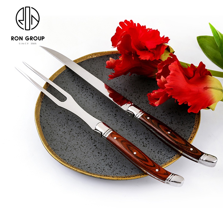 wholesale High end restaurant serving table Eco Friendly Steak Knife Flatware Set Stainless Steel Cutlery with Wood Handle