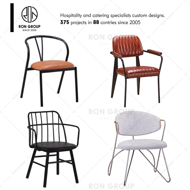 Rich in Style Supplier Barstools Dining Furniture Leather PU Cushion Modern Metal Wire Frame Single Seating Restaurant Chairs