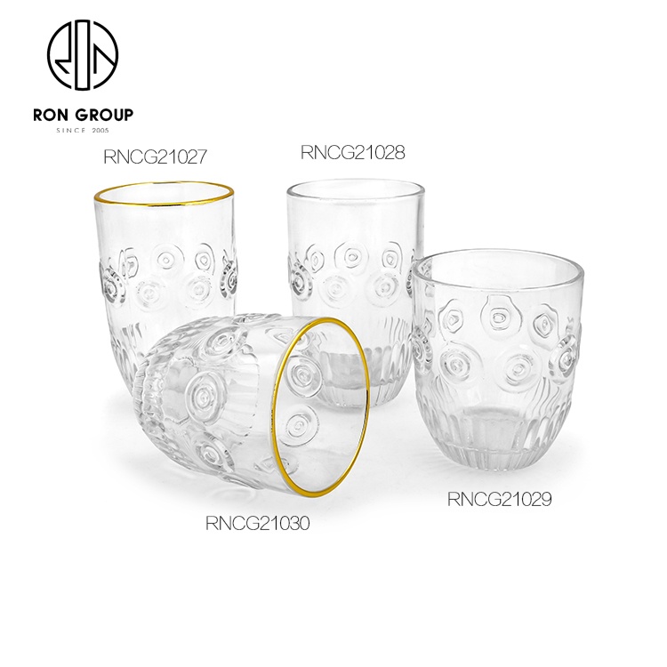 Latest model solar flower carving design Arab style glass tea fruit juice cup
