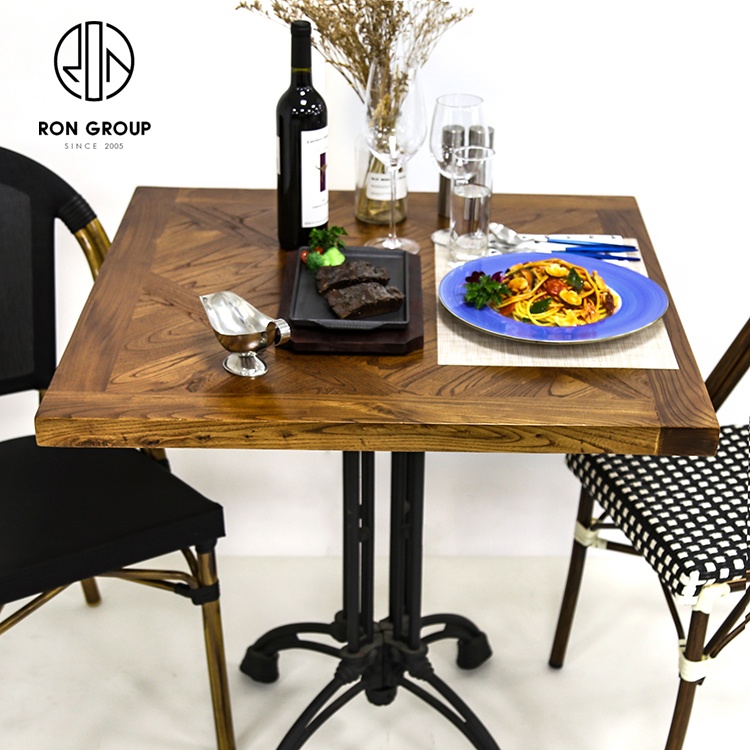 Hot Selling Custom American Style Outdoor Garden Hotel Patio Cafe Shop Wooden Dining Table Chairs Sets Restaurant Furniture