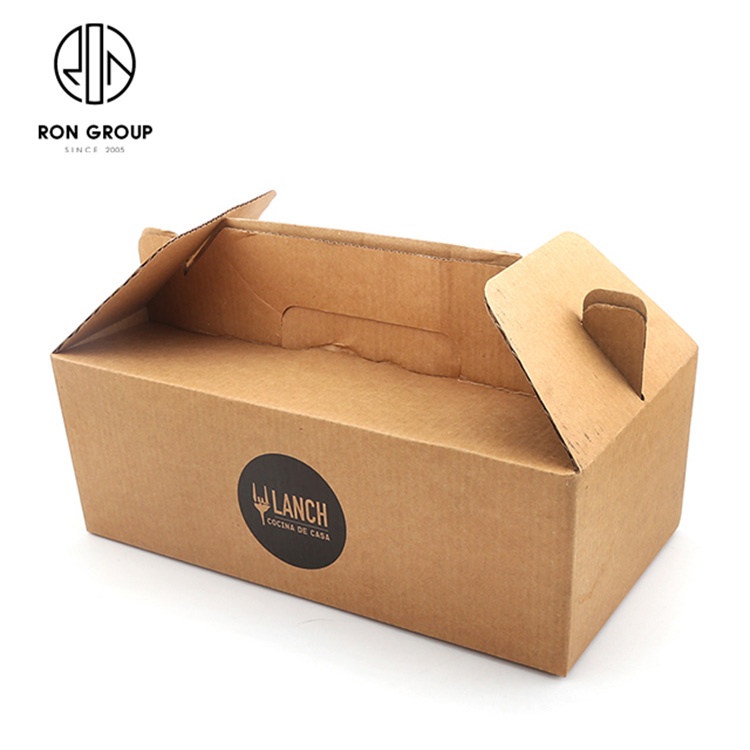 Manufacturer Craft Food Containers Portable Rectangle Disposable Flat Sheet Carton Take Away Kraft Paper Box For Restaurant