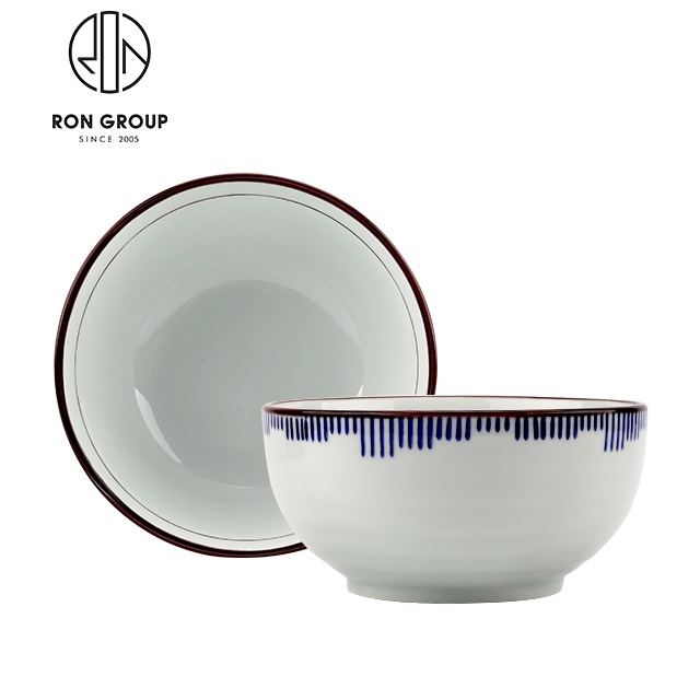 Restaurant Eco friendly royal design ceramic soup bowl white porcelain tableware ramen bowl