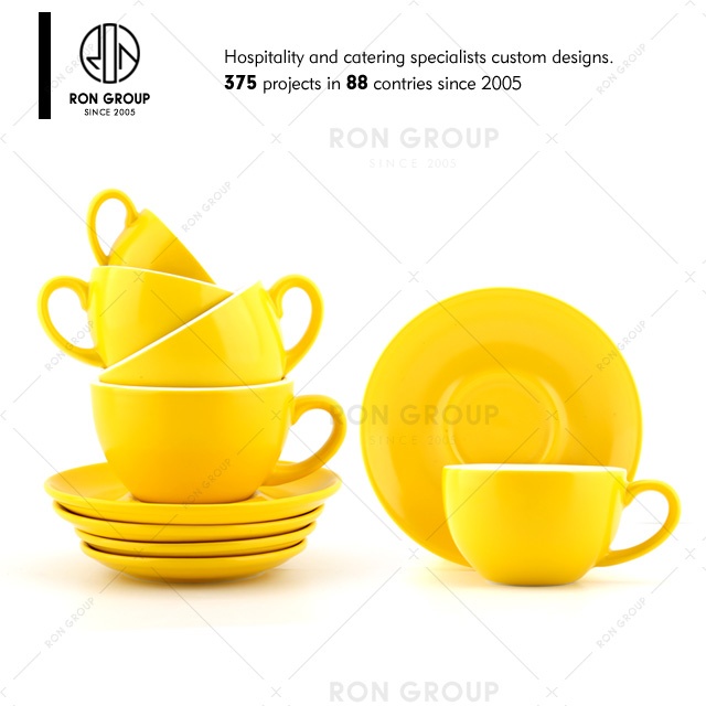 Cafe Latte cup Drinkware Porcelain Espresso Mug Set Good Quality Of Reusable Color Thick Ceramic Coffee Cup With Saucers