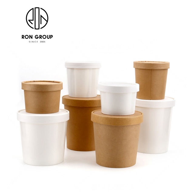 Wholesale disposable custom printed kraft paper food packaging take away lunch box and salad soup bowl coffee cup