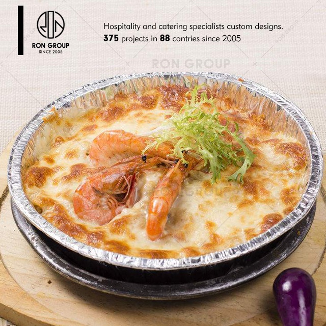Factory Direct Party Restaurant Food Grade Disposable Takeaway Round Pizza Container Tray Baking Box Aluminum Foil Pans with Lid