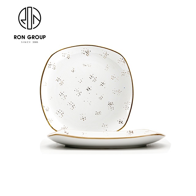 Wholesale Banquet Western Food Senior Restaurant Hospitality Tableware Unbreakable Edge White Dinner Dishware Ceramic Plates
