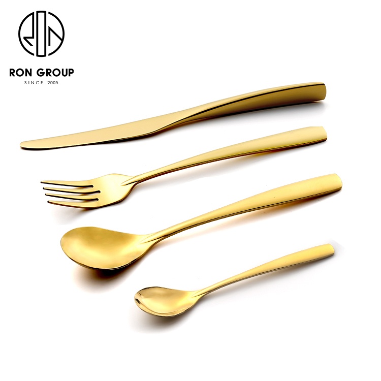 Factory Custom 304 Fork Spoon Knife Set Wholesale Stainless Steel Gold Cutlery Set Restaurant Wedding Cutlery