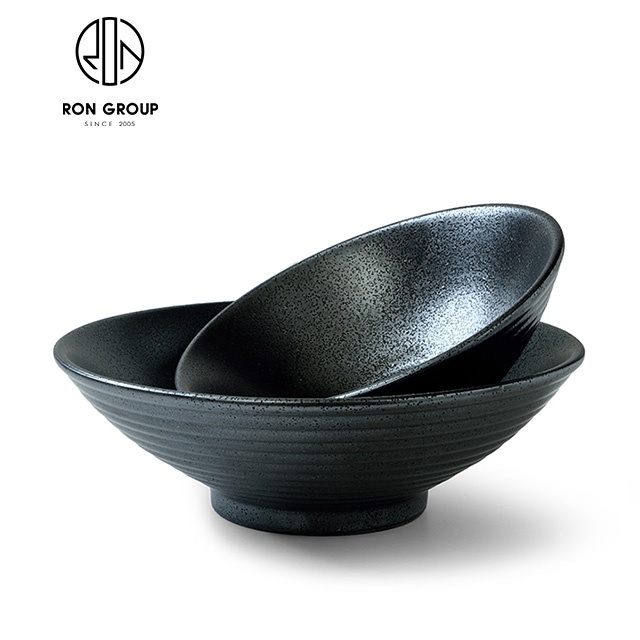 Hot Sale Luxury tableware Japanese Restaurant Porcelain Soup Rice Ramen Bowl 8 Inch Ceramic Matt Black Bowl