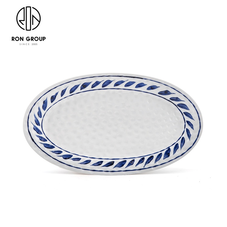 Customize Logo Restaurant Tableware 13 Inch Restaurant Oval Dinner Plates