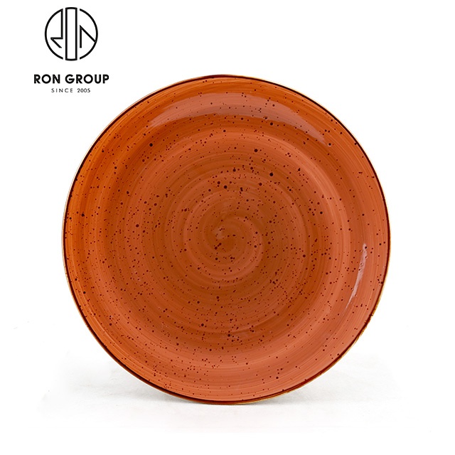 Wholesale Japanese And Korean Creative Restaurant Tableware Orange Color Ceramic Pizza Plates