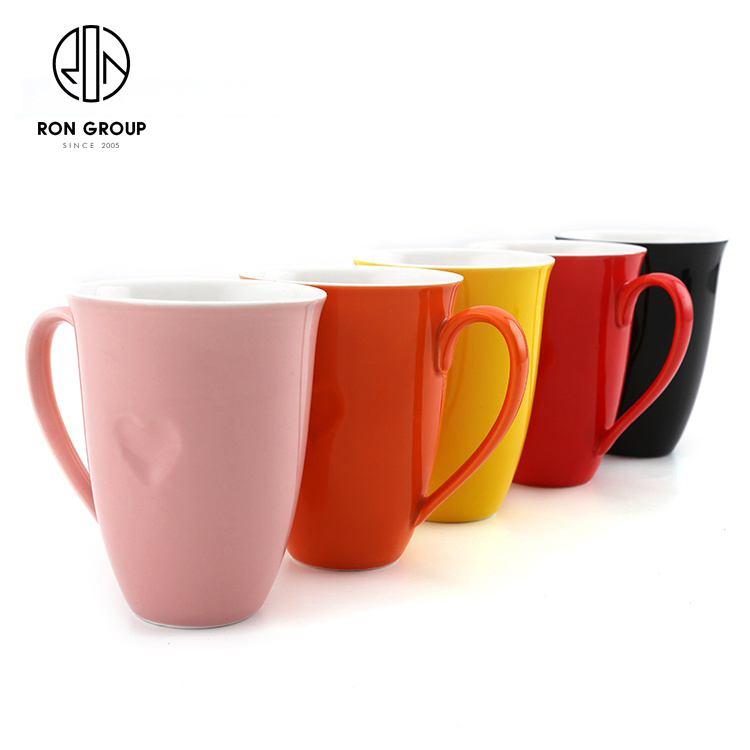Coffee Shop 350ml Custom Logo Colourful Ceramic Coffee Cup