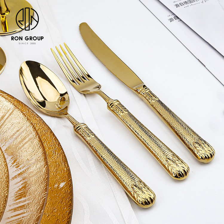 Hot Sale Western Style Golden Fork Spoon Cutlery Set
