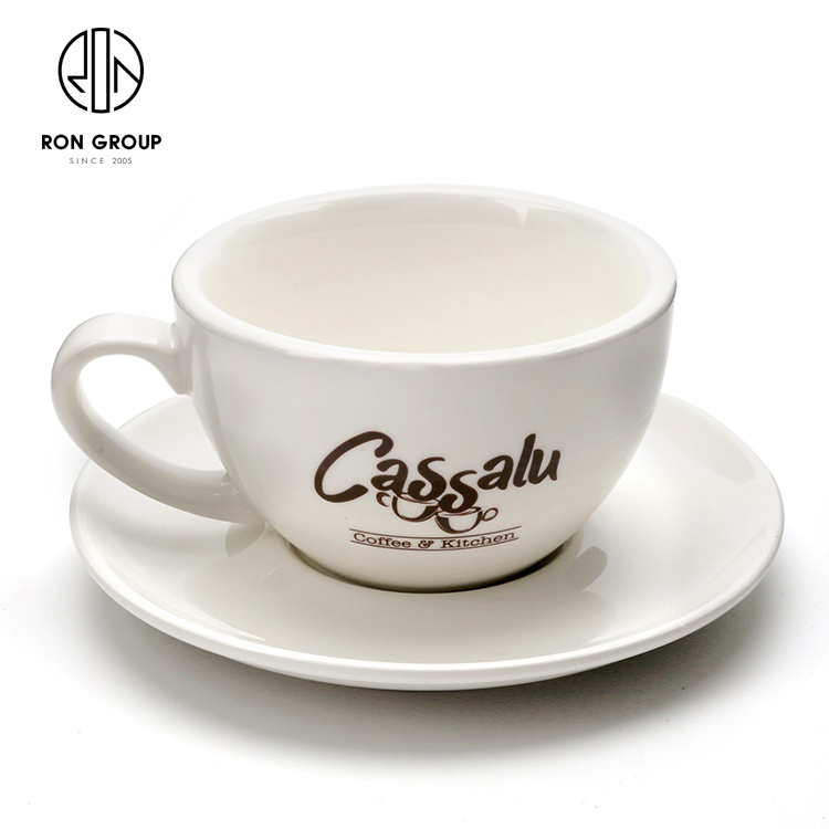 Custom assorted colors hand made cup cappuccino simple ceramic tea cup and saucer white coffee cups with saucer set