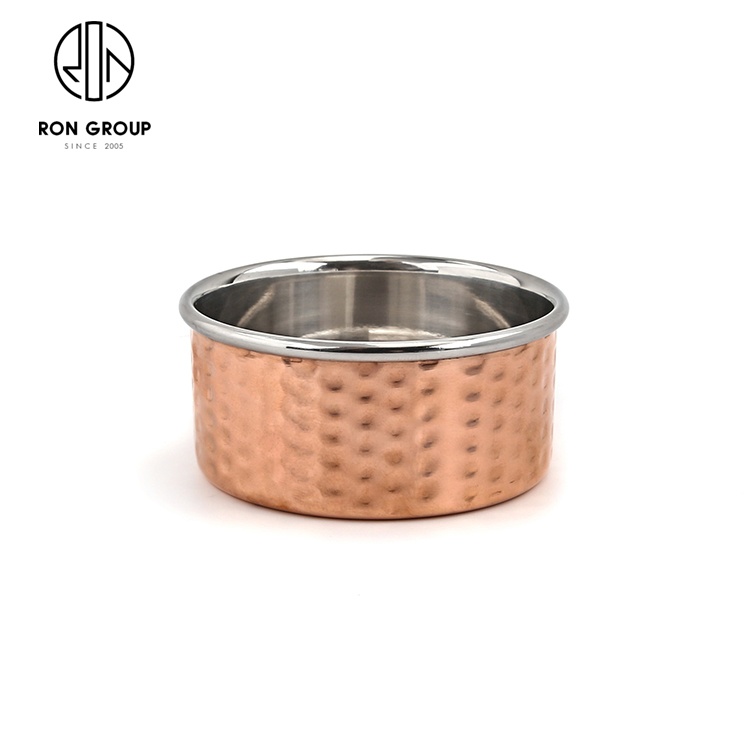 Hot Sale Home Hotel Restaurant Kitchenware Use Round Dipping Copper Coated Double Layer Metal Dish Stainless Steel Sauce Cups