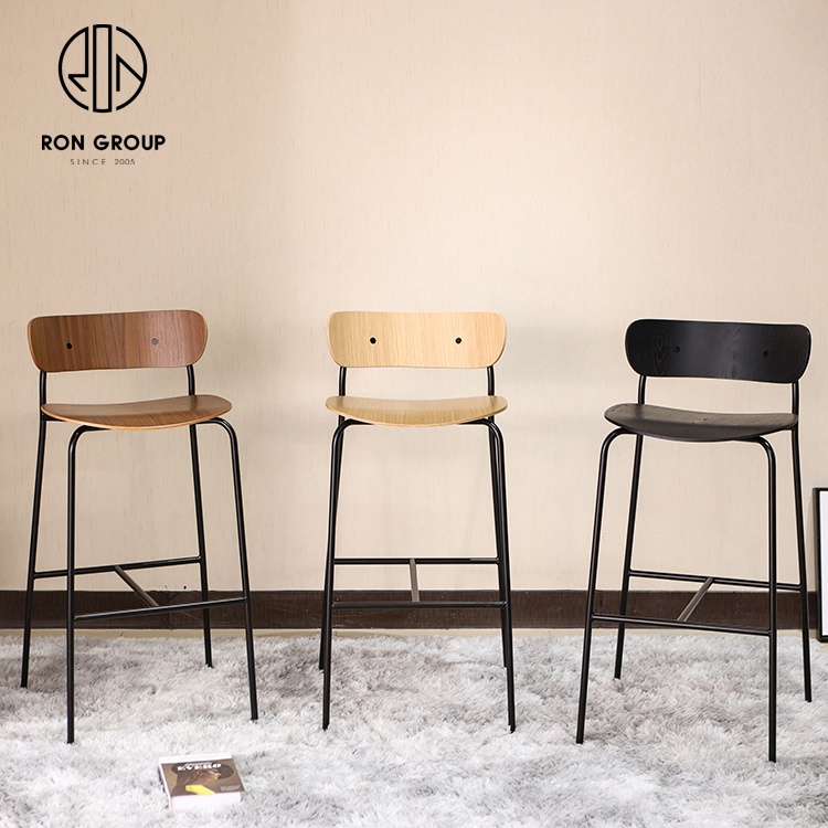 Modern Cafe Shop Bar Bistro Backyard Outdoor Indoor Restaurant Furniture Nice Stackable Bent Wood Stool Modern Dining High Chair