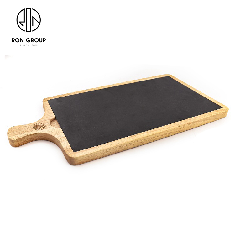 Hotel Restaurant Custom Logo Slate Pizza Bread Plate Stone Cheese Board Steak Cutting Chopping Wooden Rectangle European Support