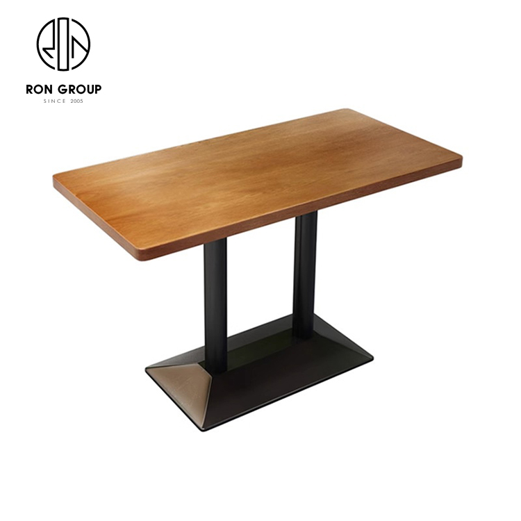 Wholesales good price durable industrial iron leg mdf plywood fast food restaurant dinning wooden table