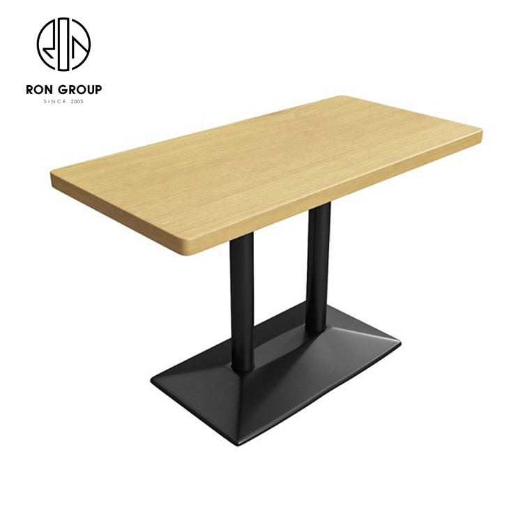 Wholesales good price durable industrial iron leg mdf plywood fast food restaurant dinning wooden table