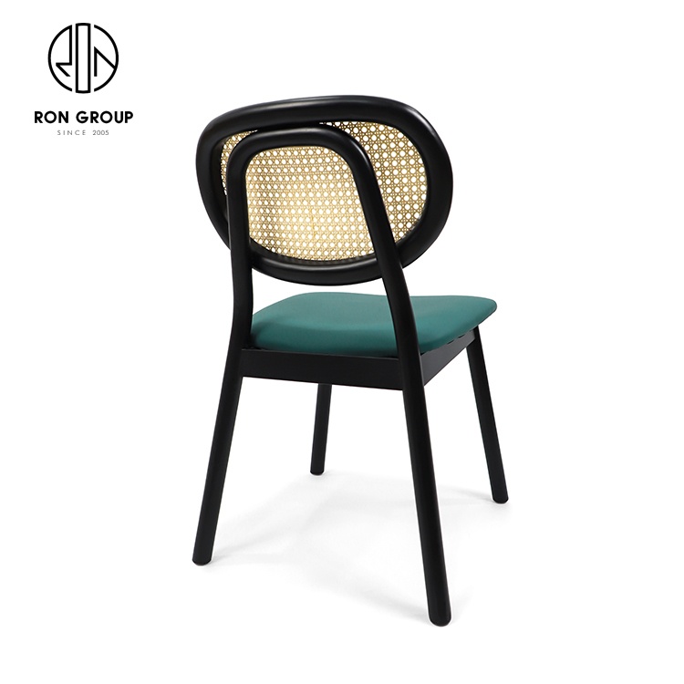 Good quality rattan wooden GreenDining Chair Comfortable Upholstered Soft Chair for Restaurant hotel  party