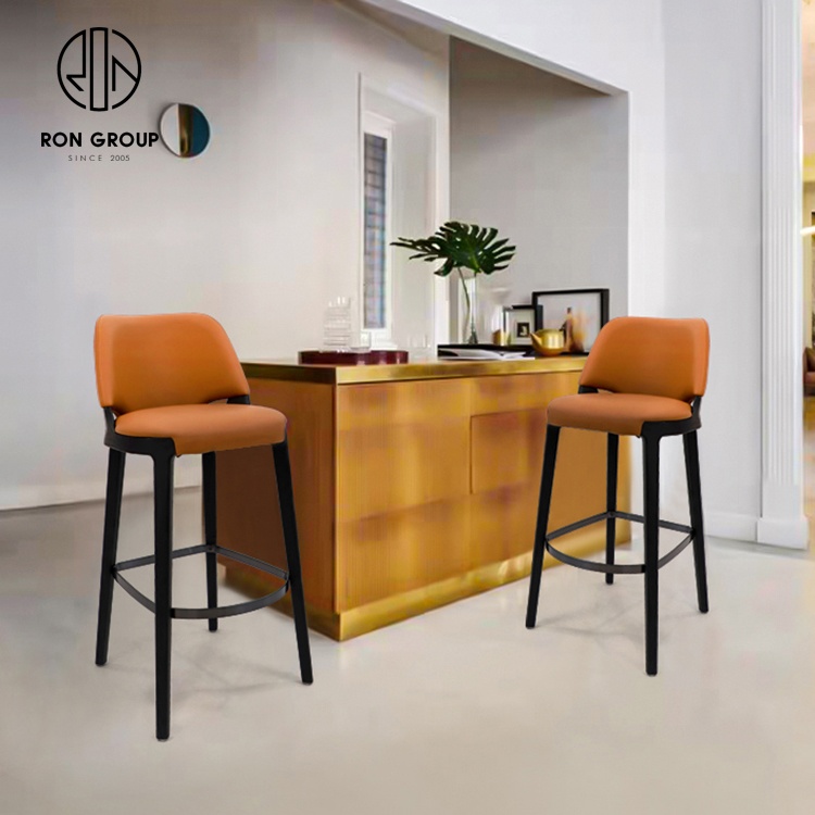 High Quality PU Soft Bar Chair Modern Iron High Bar Stool for Pub Cafe Restaurant Hall Dinning Furniture