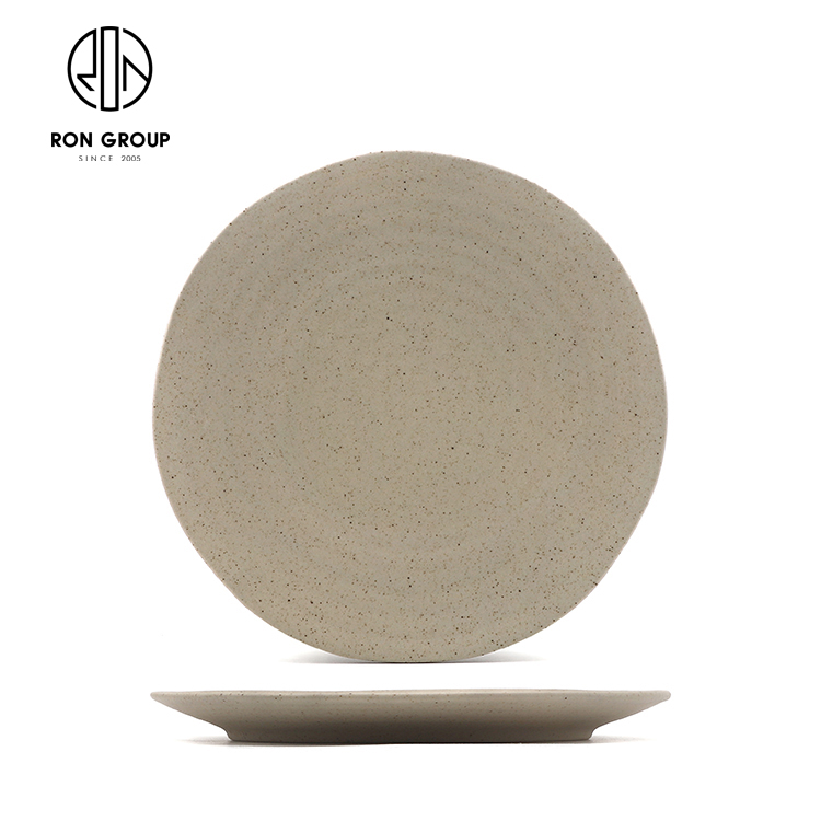Minimalist Speckled Clay-Style Melamine Dinner Plate for Japanese and Casual Dining