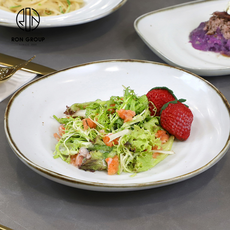 Minimalist Round White Melamine Salad Dinner Plate