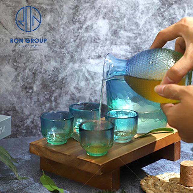 High-end qualiy wholesale hotel restaurant elegant modern style glassware Japanese sake pot set