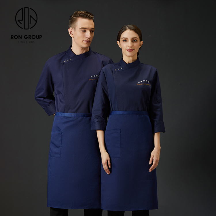 Custom Logo Print Breathable Long Sleeve Chef Coat Restaurant Kitchen Backery Barista Chef Jacket Cooking Clothes Uniform