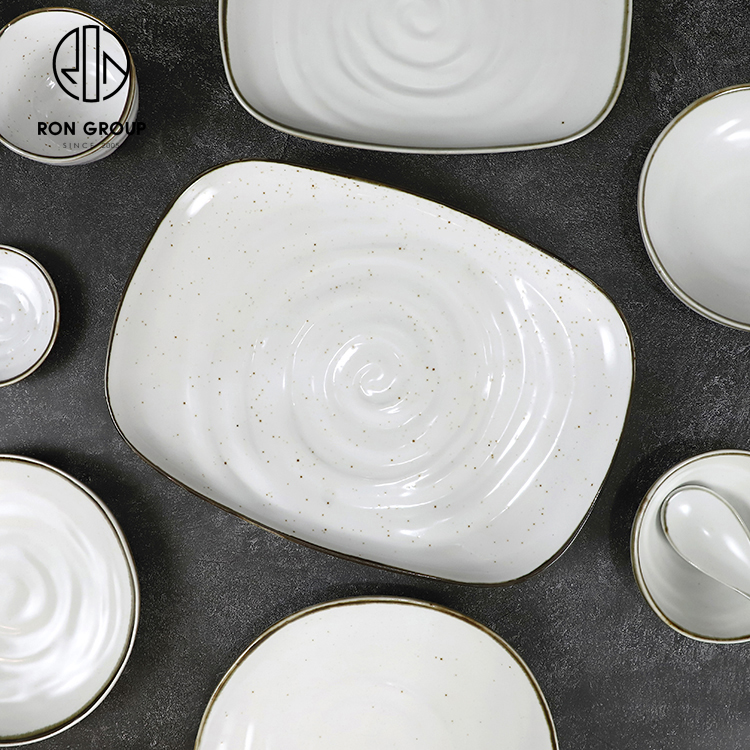 Rustic White Irregular Porcelain Dinnerware Set
