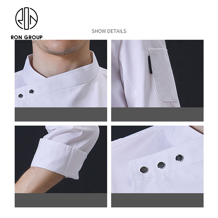Custom Logo Print Breathable Long Sleeve Chef Coat Restaurant Kitchen Backery Barista Chef Jacket Cooking Clothes Uniform