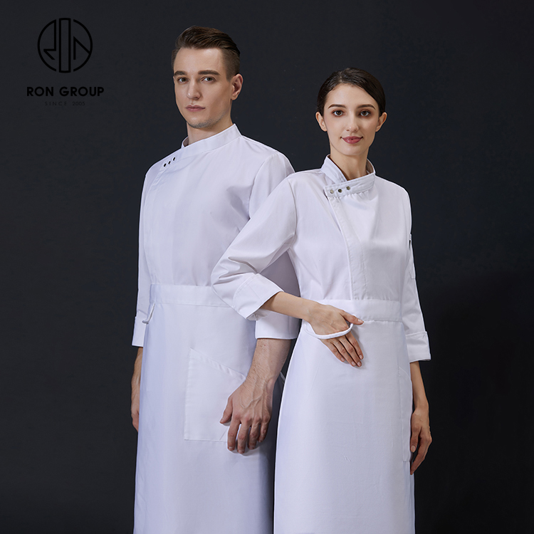 Custom Logo Print Breathable Long Sleeve Chef Coat Restaurant Kitchen Backery Barista Chef Jacket Cooking Clothes Uniform