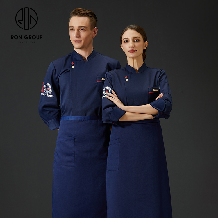 Factory Price Customized Pattern Long Sleeves Unisex Breathable Oil-proof Polyester Kitchen Bar Overall Clothing Uniform