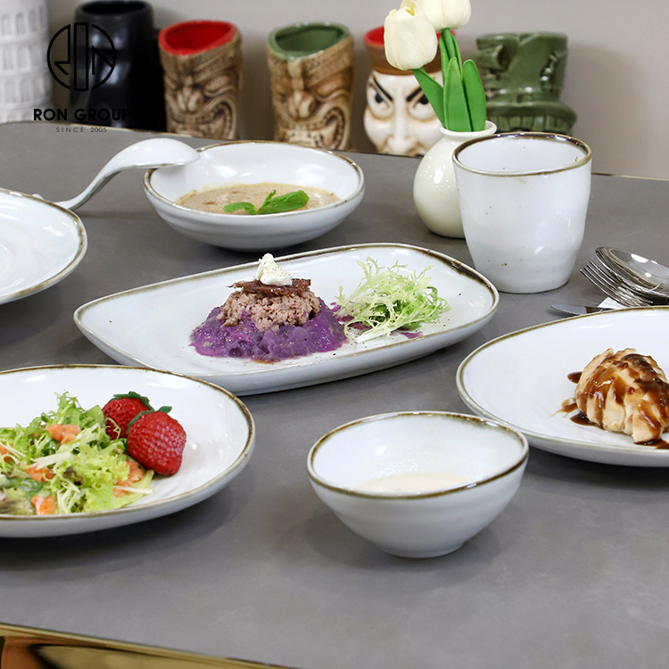 Rustic White Irregular Porcelain Dinnerware Set