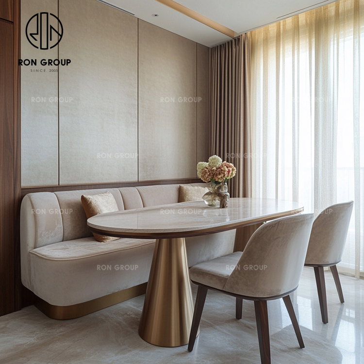 Modern Velvet Integrated Restaurant Furniture Set