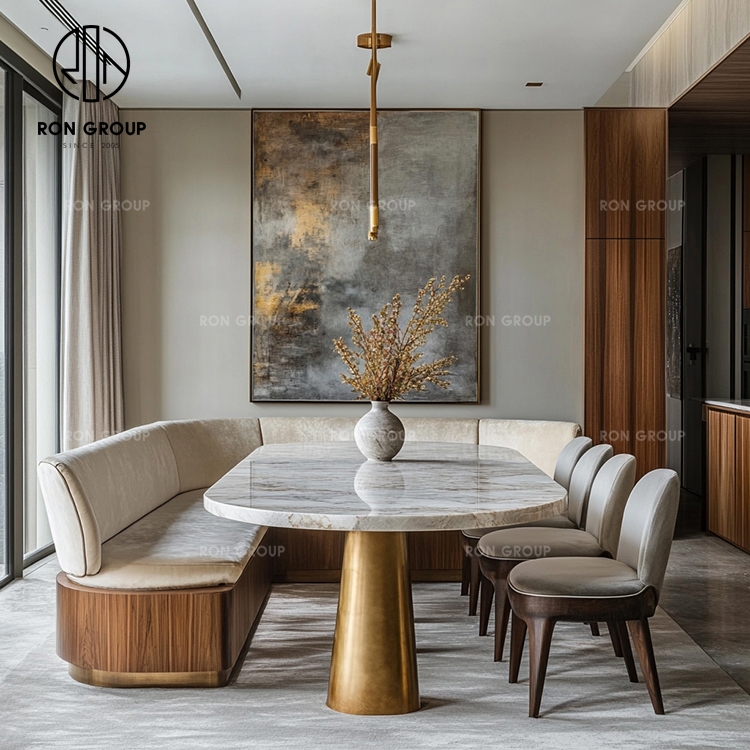 Modern Velvet Integrated Restaurant Furniture Set