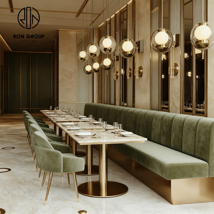 Luxury Sintered Stone and Velvet Restaurant Furniture Set