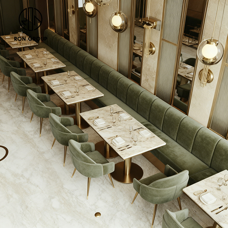 Luxury Sintered Stone and Velvet Restaurant Furniture Set