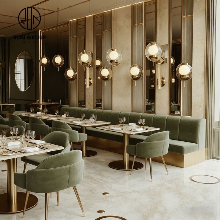 Luxury Sintered Stone and Velvet Restaurant Furniture Set