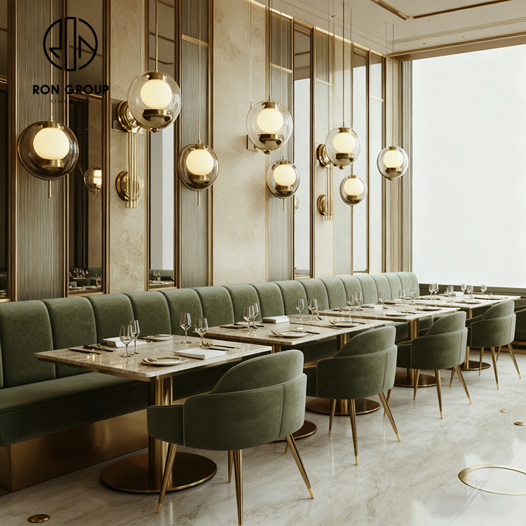 Luxury Sintered Stone and Velvet Restaurant Furniture Set