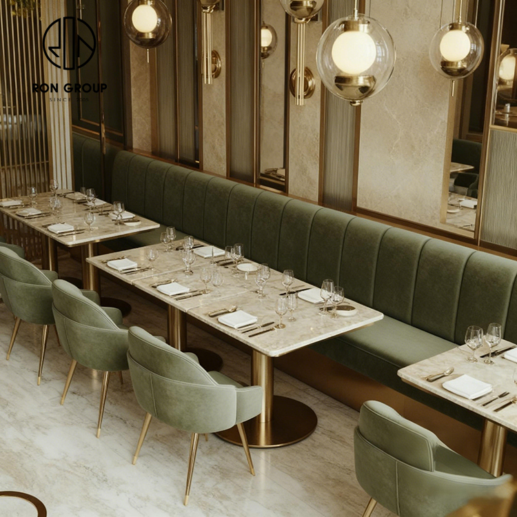 Luxury Sintered Stone and Velvet Restaurant Furniture Set